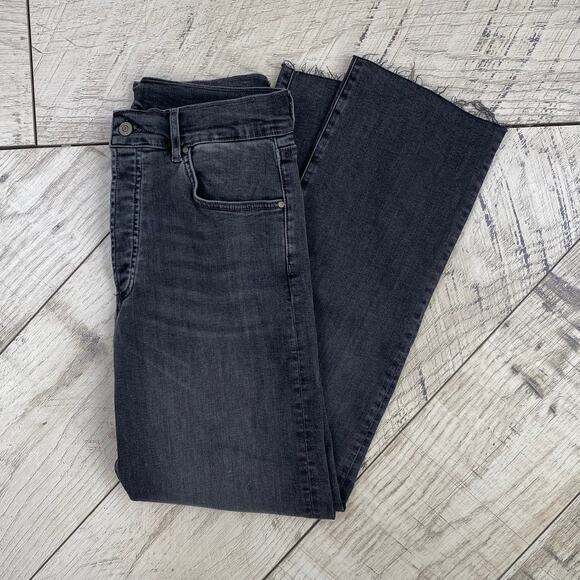 Elan Black Washed Button Fly Raw Hem High Rise Cropped Ankle Jeans Small 4 US 27 - Picture 10 of 11